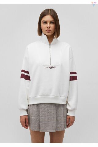 MAVİ KADIN YARIM FERMUARLI SWEATSHIRT Kırık Beyaz 1S10171-70057