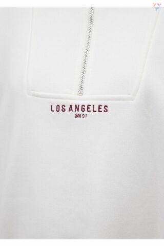 MAVİ KADIN YARIM FERMUARLI SWEATSHIRT Kırık Beyaz 1S10171-70057