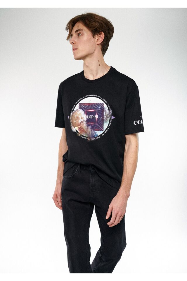 MAVİ ERKEK LAUNCH 91 BASKILI TİŞÖRT Siyah 0611094-900