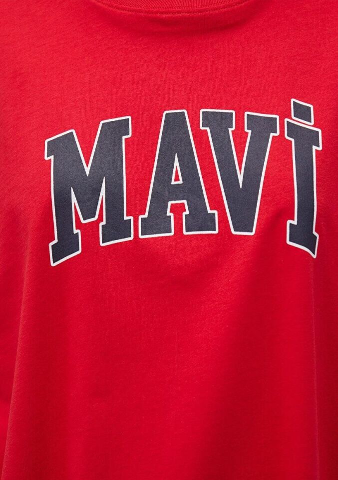 MAVİ KADIN MAVİ BASKILI TİŞÖRT ACI KIRMIZI 1600843-82054