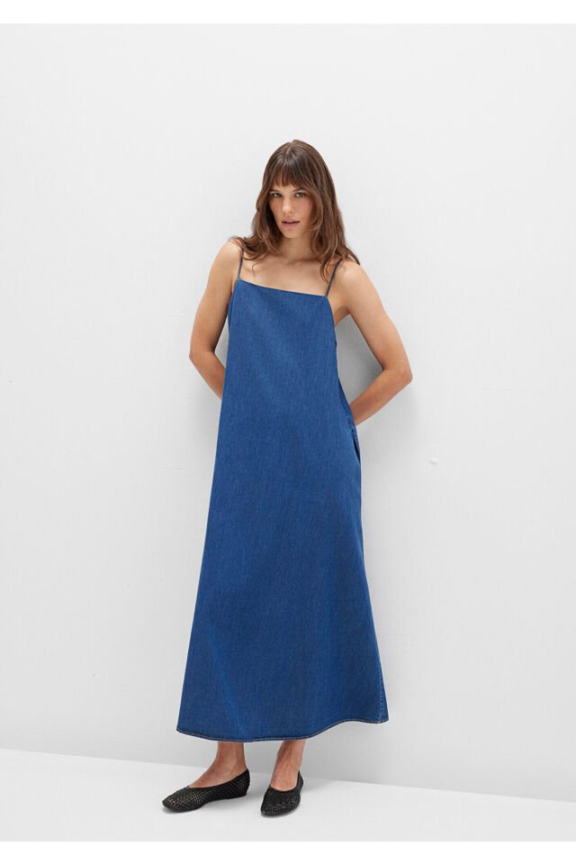 MAVİ KADIN DOKUMA ELBİSE DARK INDIGO 1310727-85481