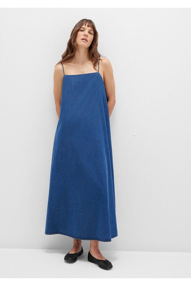 MAVİ KADIN DOKUMA ELBİSE DARK INDIGO 1310727-85481