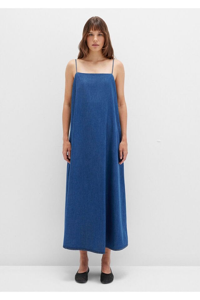 MAVİ KADIN DOKUMA ELBİSE DARK INDIGO 1310727-85481