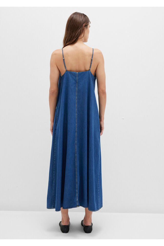 MAVİ KADIN DOKUMA ELBİSE DARK INDIGO 1310727-85481