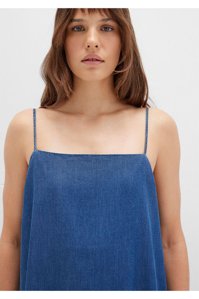 MAVİ KADIN DOKUMA ELBİSE DARK INDIGO 1310727-85481