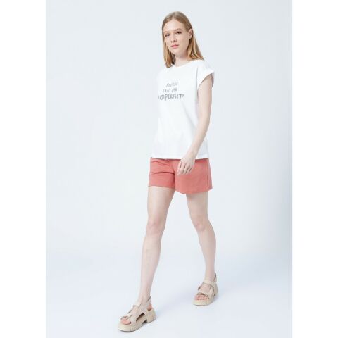 FASHİON FRİENDS KADIN TÜL DETAYLI BASKILI T-SHİRT 22Y0069K1