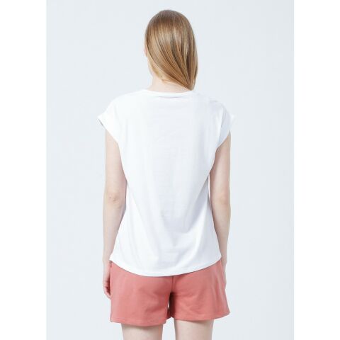 FASHİON FRİENDS KADIN TÜL DETAYLI BASKILI T-SHİRT 22Y0069K1