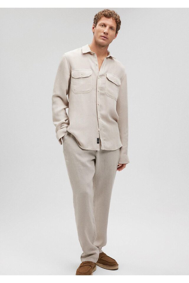 MAVİ ERKEK ÇİFT CEPLİ GÖMLEK Ay Taşı Beji 0210851-70144