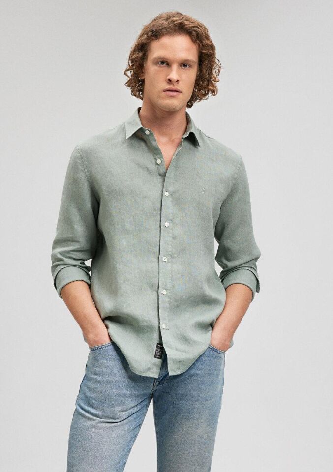 MAVİ ERKEK KETEN GÖMLEK Chinois Green 021190-70120