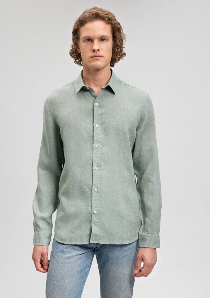 MAVİ ERKEK KETEN GÖMLEK Chinois Green 021190-70120