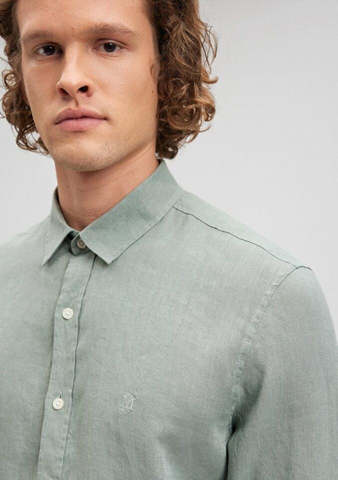MAVİ ERKEK KETEN GÖMLEK Chinois Green 021190-70120