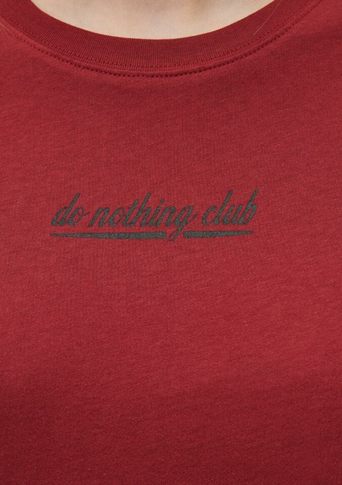 MAVİ KADIN SLOGAN BASKILI TİŞÖRT New Maroon 1612608-88011