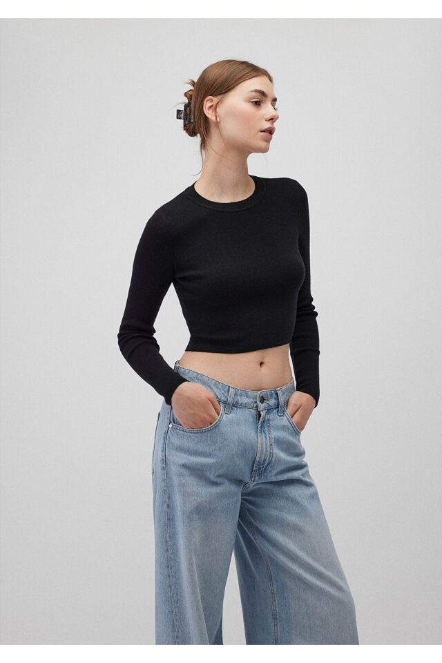 MAVİ KADIN BİSİKLET YAKA KAZAK Siyah 1710474-900