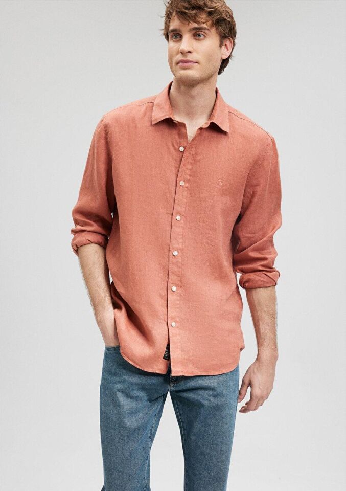 MAVİ ERKEK KETEN GÖMLEK Cedar Wood 021190-71075