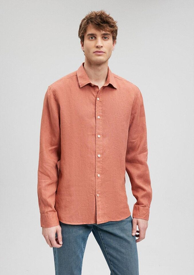 MAVİ ERKEK KETEN GÖMLEK Cedar Wood 021190-71075