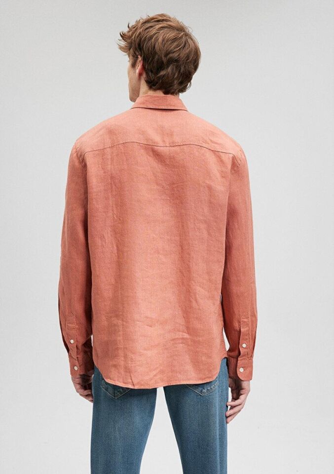 MAVİ ERKEK KETEN GÖMLEK Cedar Wood 021190-71075