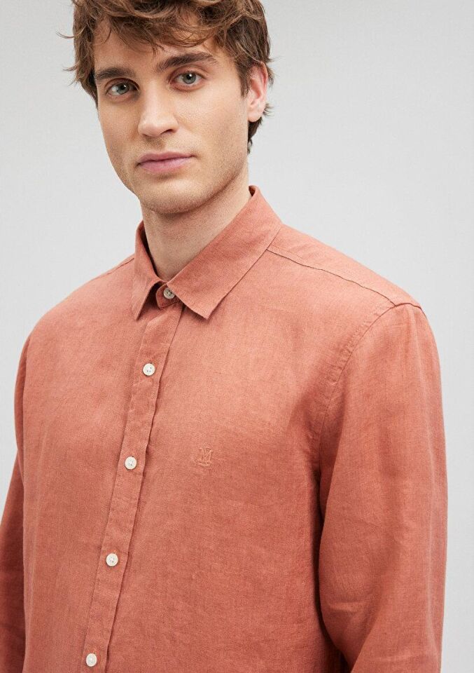 MAVİ ERKEK KETEN GÖMLEK Cedar Wood 021190-71075