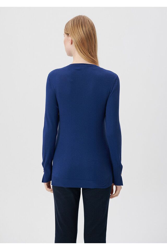 MAVİ KADIN V YAKA KAZAK Derin Mavi 171346-70491