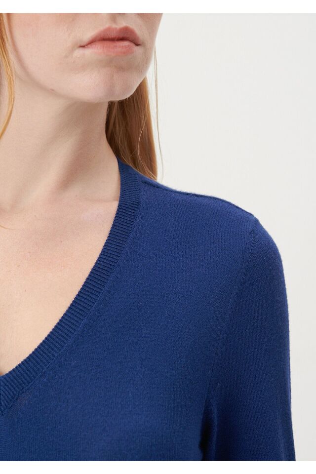 MAVİ KADIN V YAKA KAZAK Derin Mavi 171346-70491