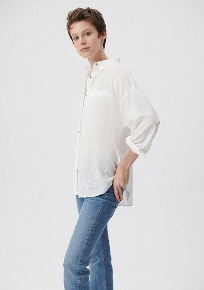 MAVİ KADIN UZUN KOLLU GÖMLEK Kırık Beyaz 1210404-70057