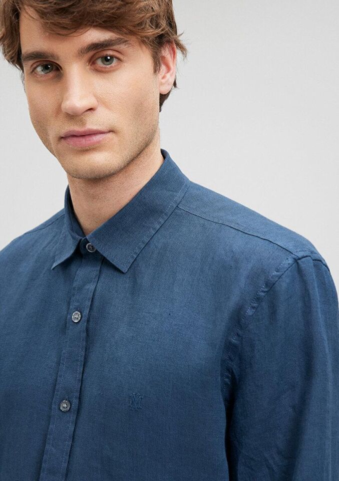 MAVİ ERKEK KETEN GÖMLEK Lacivert 021190-81802