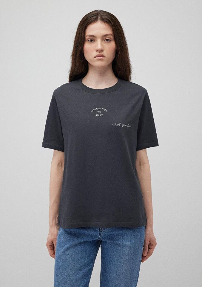 MAVİ KADIN KELEBEK BASKILI TİŞÖRT Kömür 1612597-70087