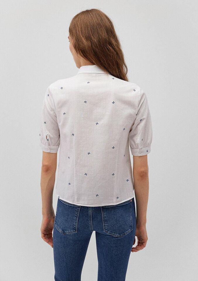 MAVİ KADIN KISA KOL GÖMLEK Nayv Mini Butterfly Prin 1210060-88201