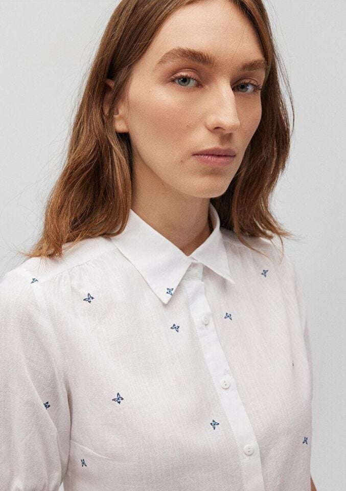 MAVİ KADIN KISA KOL GÖMLEK Nayv Mini Butterfly Prin 1210060-88201