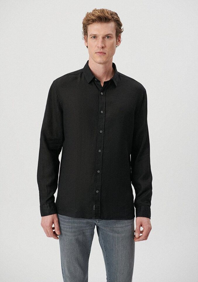 MAVİ ERKEK KETEN GÖMLEK Siyah 021190-900