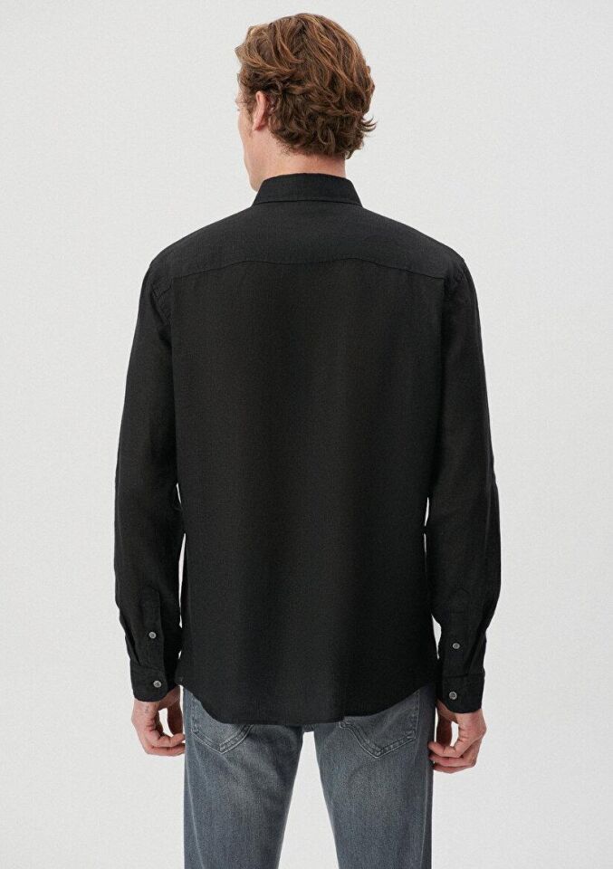 MAVİ ERKEK KETEN GÖMLEK Siyah 021190-900