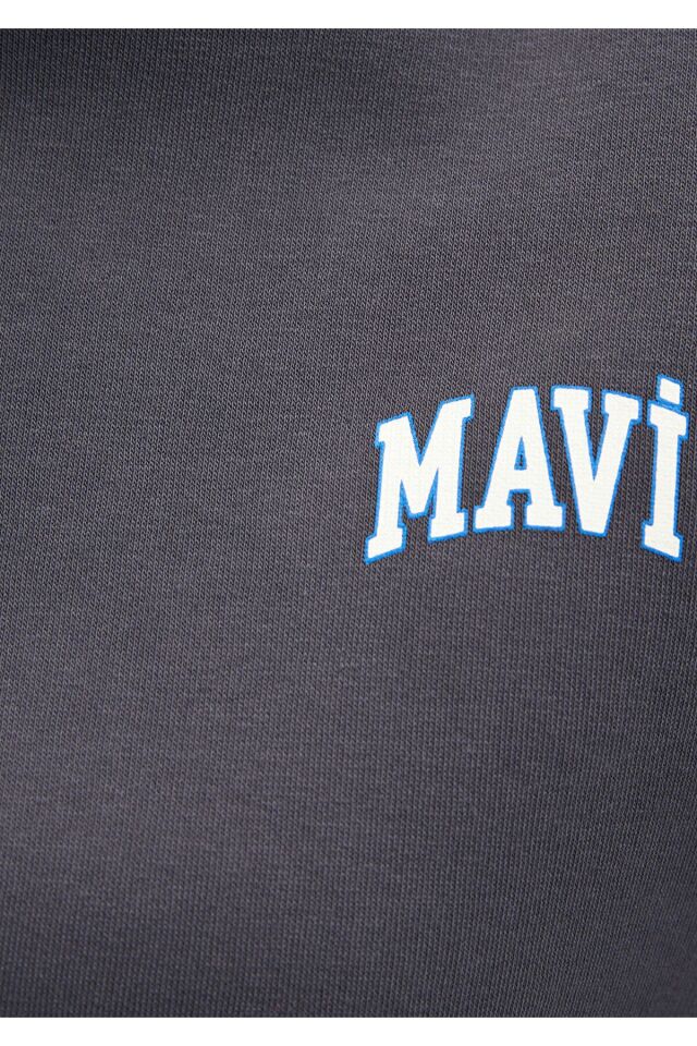 MAVİ KADIN LOGO KISA SWEATSHIRT Koyu Gri 1611601-70763