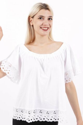 FASHİON FRİENDS  KADIN DANTEL DETAYLI BLUZ 22Y0455K1