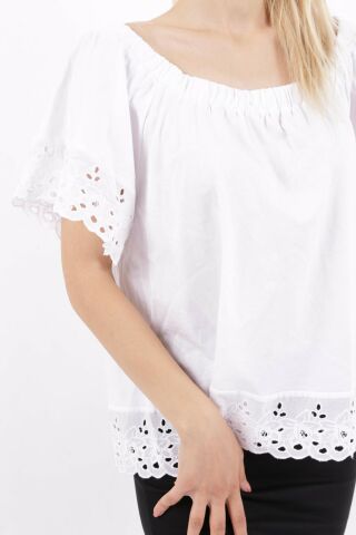 FASHİON FRİENDS  KADIN DANTEL DETAYLI BLUZ 22Y0455K1
