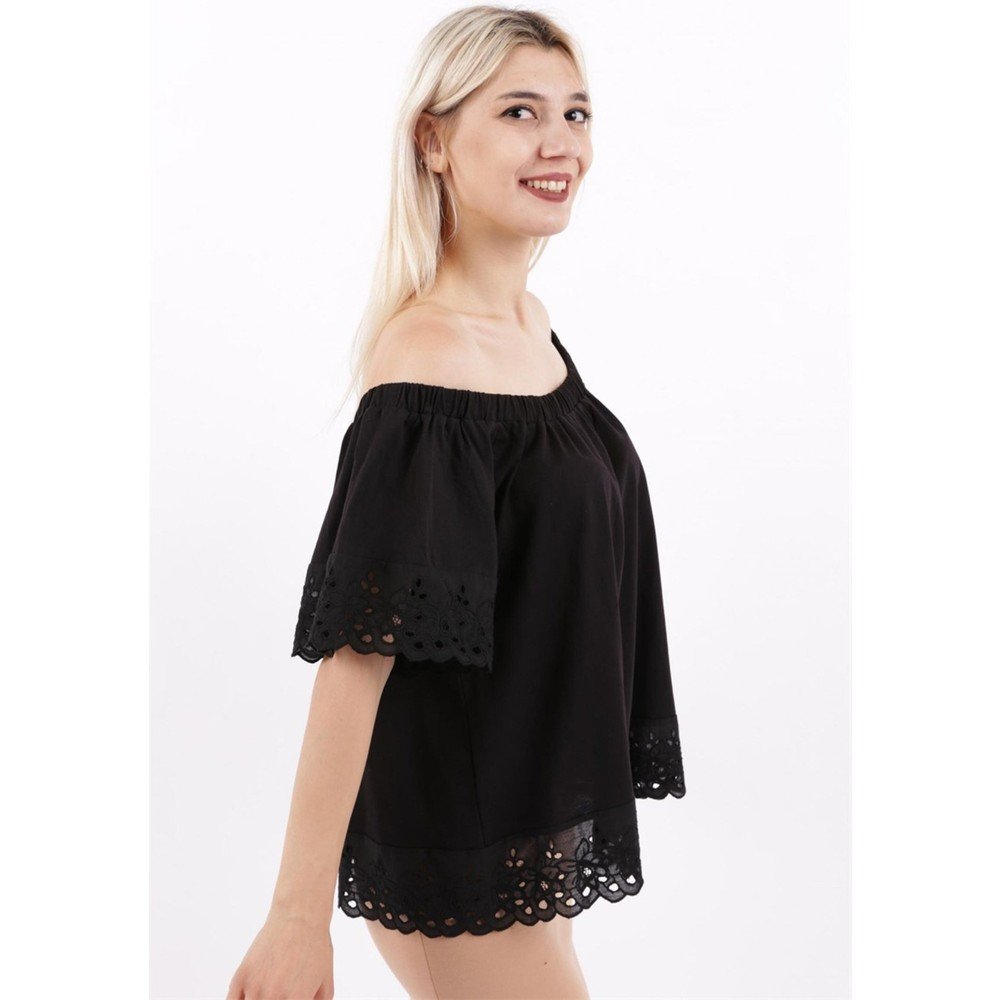 FASHİON FRİENDS  KADIN DANTEL DETAYLI BLUZ 22Y0455K1