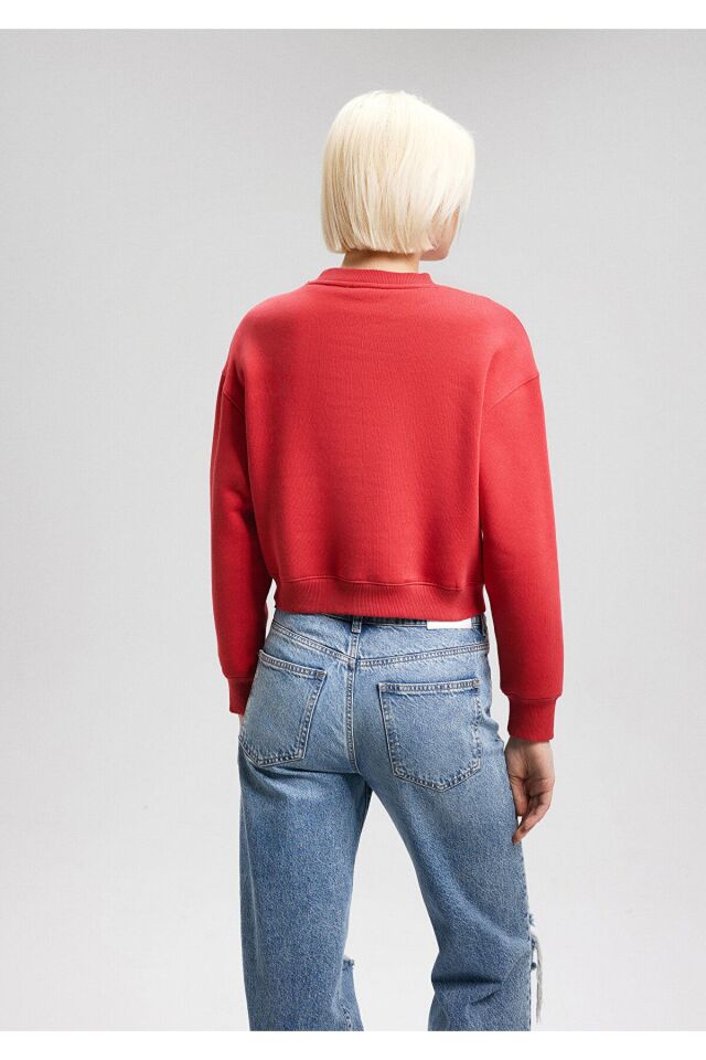 MAVİ KADIN LOGO KISA SWEATSHIRT Lipstick Red 1611601-70936