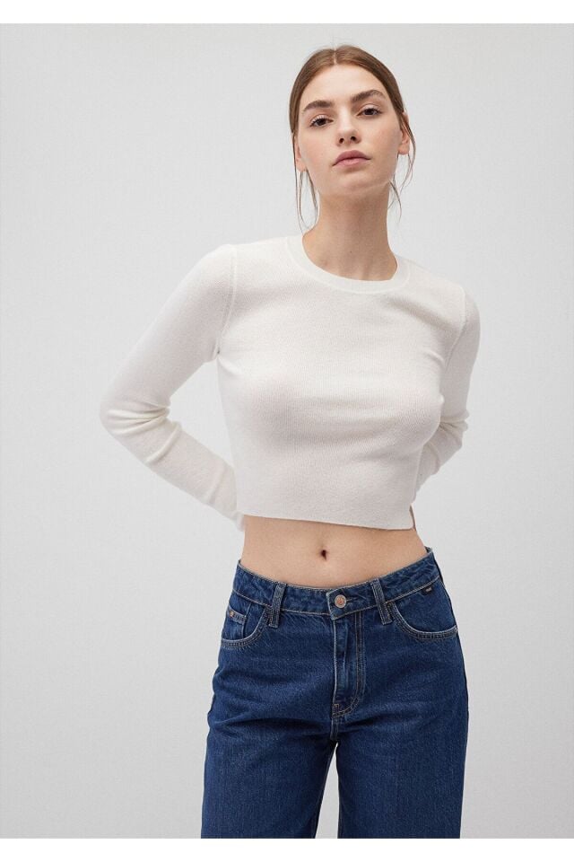 MAVİ KADIN BİSİKLET YAKA KAZAK Kırık Beyaz 1710474-70057