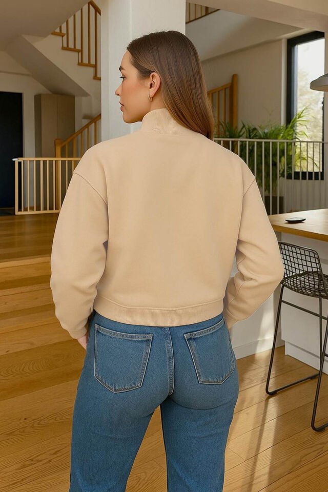 FASHION FRIENDS KADIN YAKASI FERMUARLI SWEAT 25K0166K1