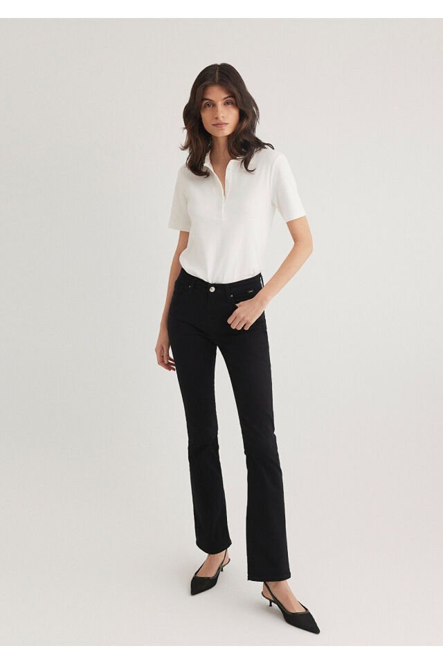 MAVİ KADIN KISA KOLLU POLO ÜST Kırık Beyaz 1612913-70057