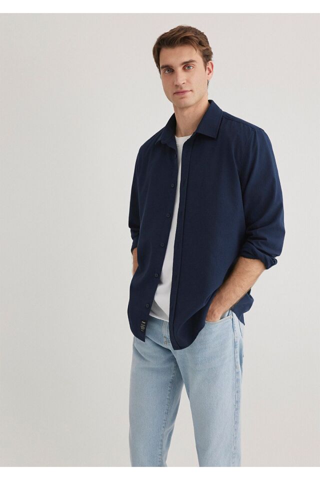 MAVİ ERKEK UZUN KOL GÖMLEK Derin Lacivert 0211424-70497