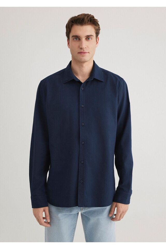 MAVİ ERKEK UZUN KOL GÖMLEK Derin Lacivert 0211424-70497