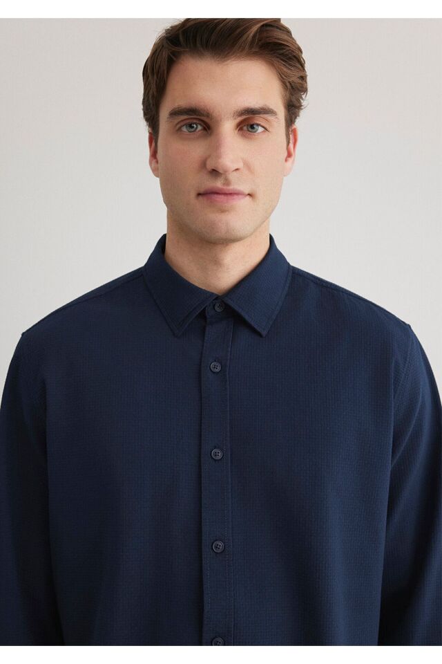 MAVİ ERKEK UZUN KOL GÖMLEK Derin Lacivert 0211424-70497
