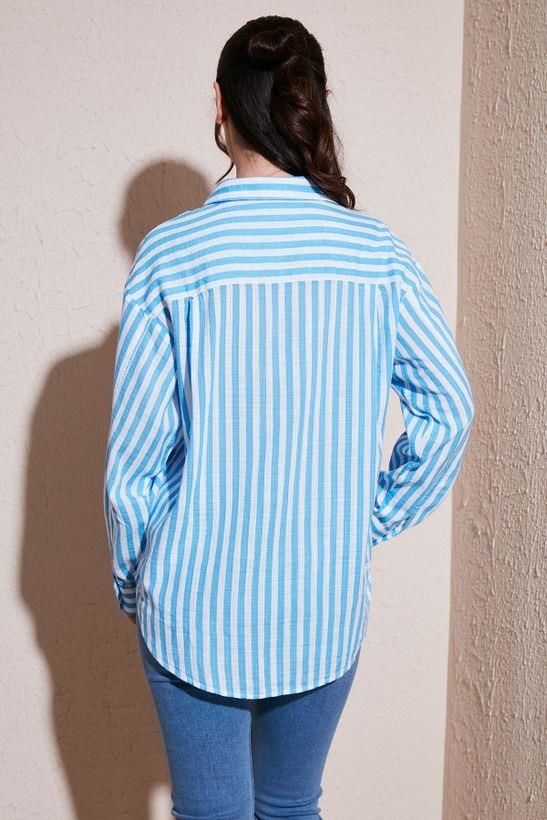 FASHION FRIENDS KADIN ÇİZGİLİ GÖMLEK 24Y0670K1