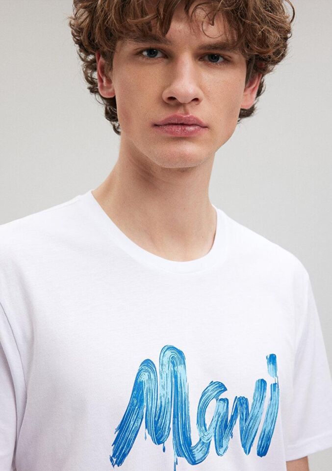 MAVİ ERKEK MAVİ BASKILI TİŞÖRT Beyaz 0611321-620