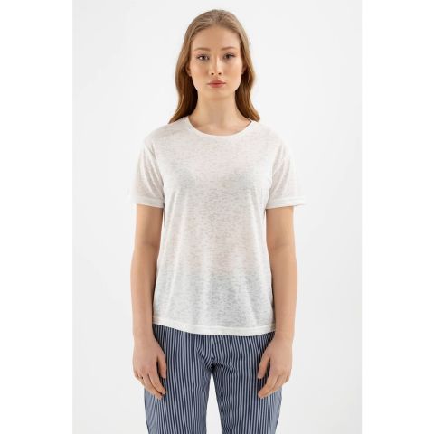 FASHİON FRİENDS KADIN Devore Baskı T-Shirt 22Y0547K1