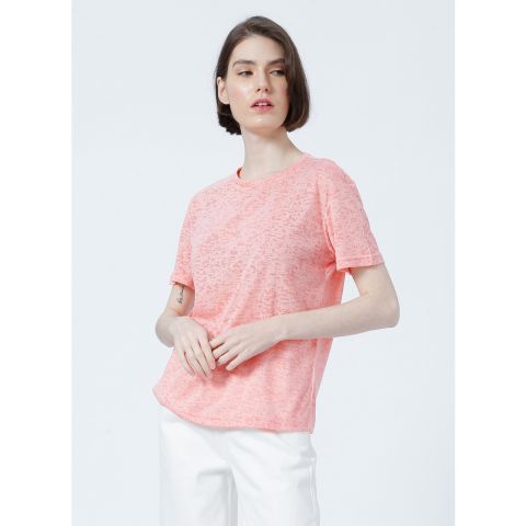 FASHİON FRİENDS KADIN Devore Baskı T-Shirt 22Y0547K1