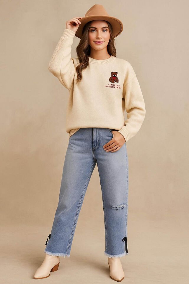 FASHION FRIENDS KADIN NAKIŞLI KAZAK 25K0313K1