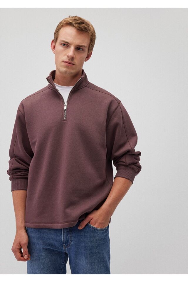 MAVİ ERKEK YARIM FERMUARLI SWEATSHIRT Huckleberry 0S10016-70260