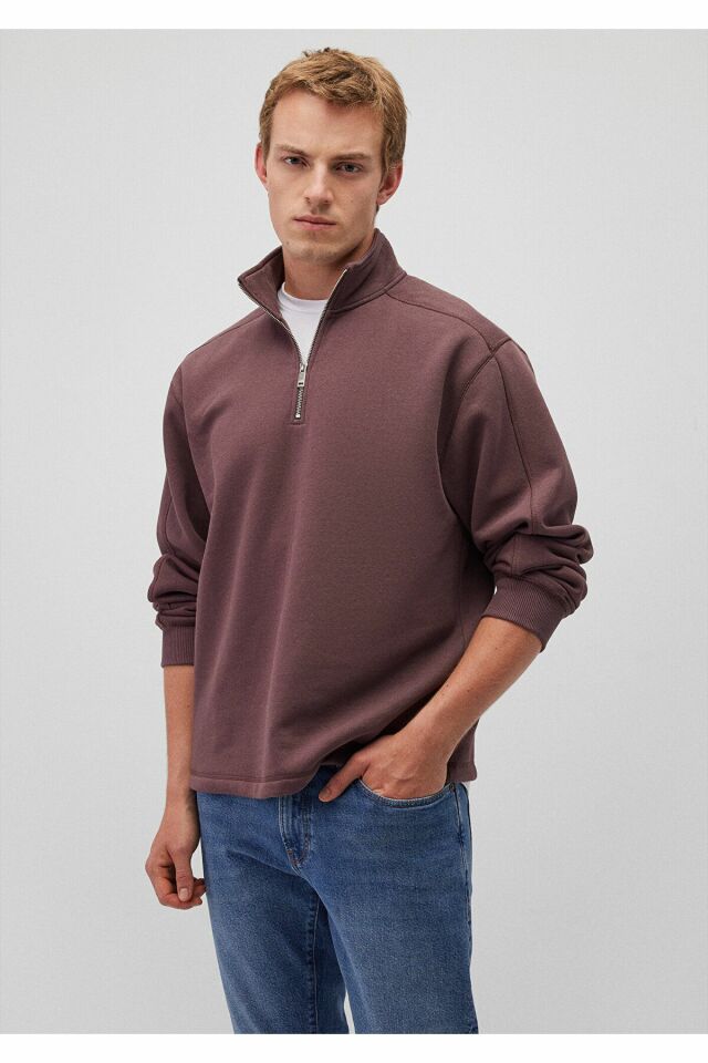 MAVİ ERKEK YARIM FERMUARLI SWEATSHIRT Huckleberry 0S10016-70260