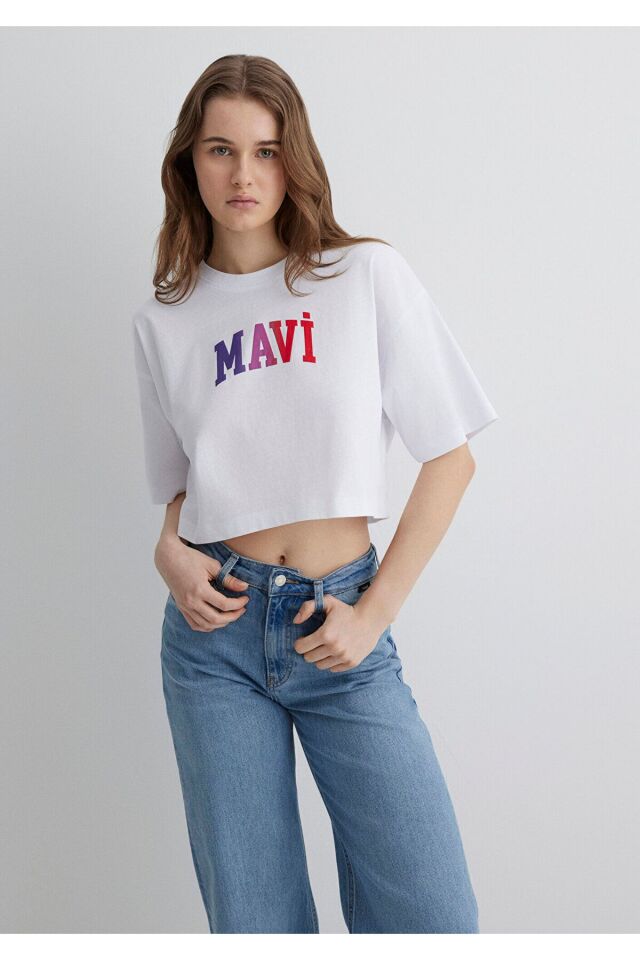 MAVİ KADIN MAVI BASKILI TİŞÖRT Beyaz 1612516-620