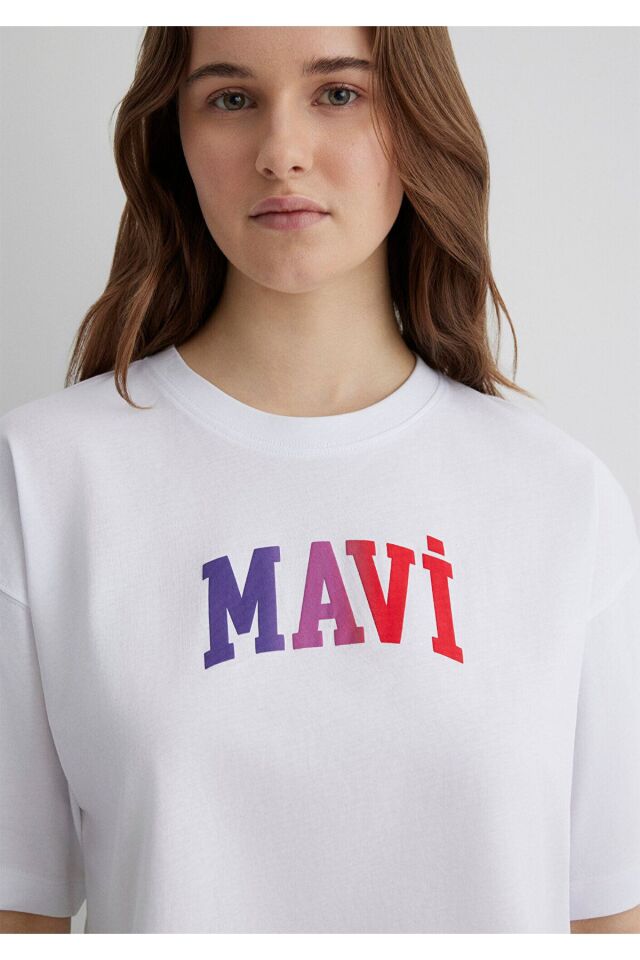 MAVİ KADIN MAVI BASKILI TİŞÖRT Beyaz 1612516-620